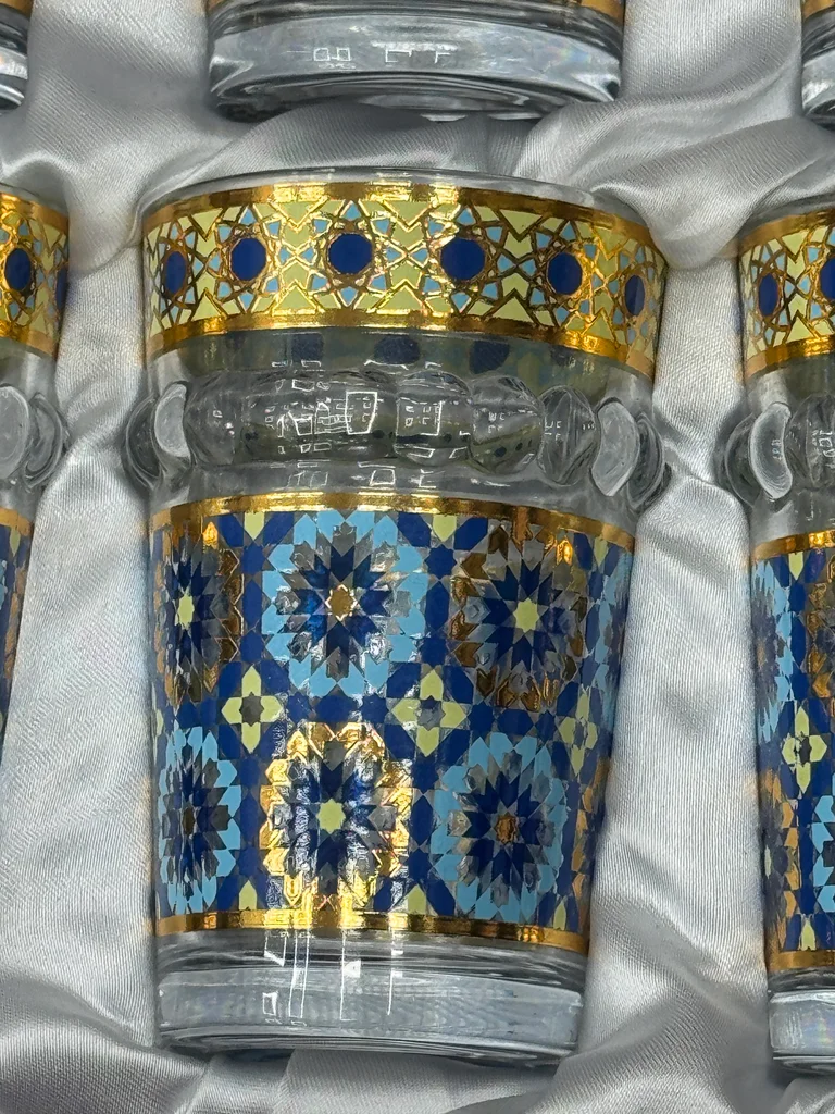 À vendre : Lot de 6 verres à thé orientaux – Bleu & Doré – 15€ – photo 5